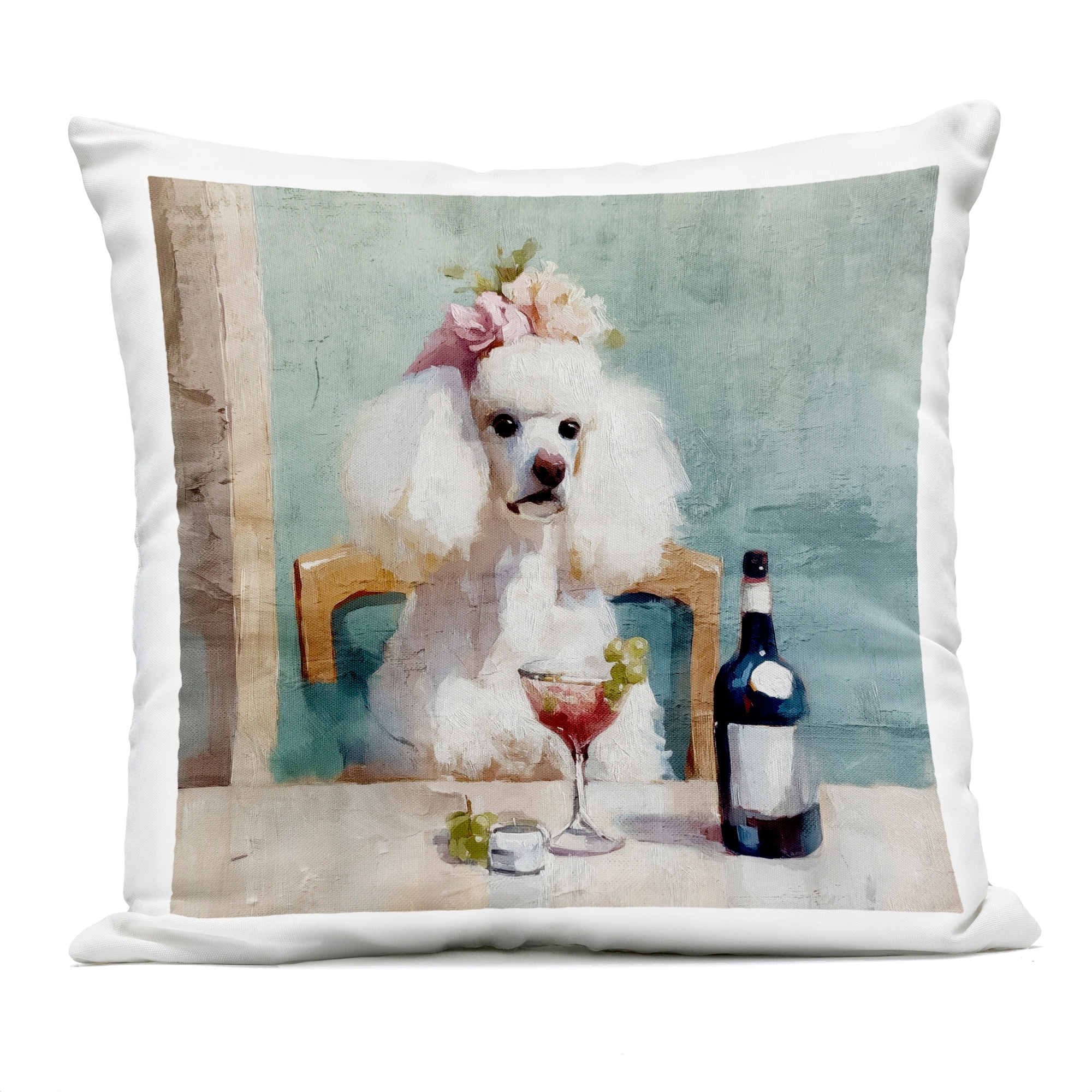 Stupell Poodle At Lunch Printed Outdoor Throw Pillow Design by Annabelle Hall