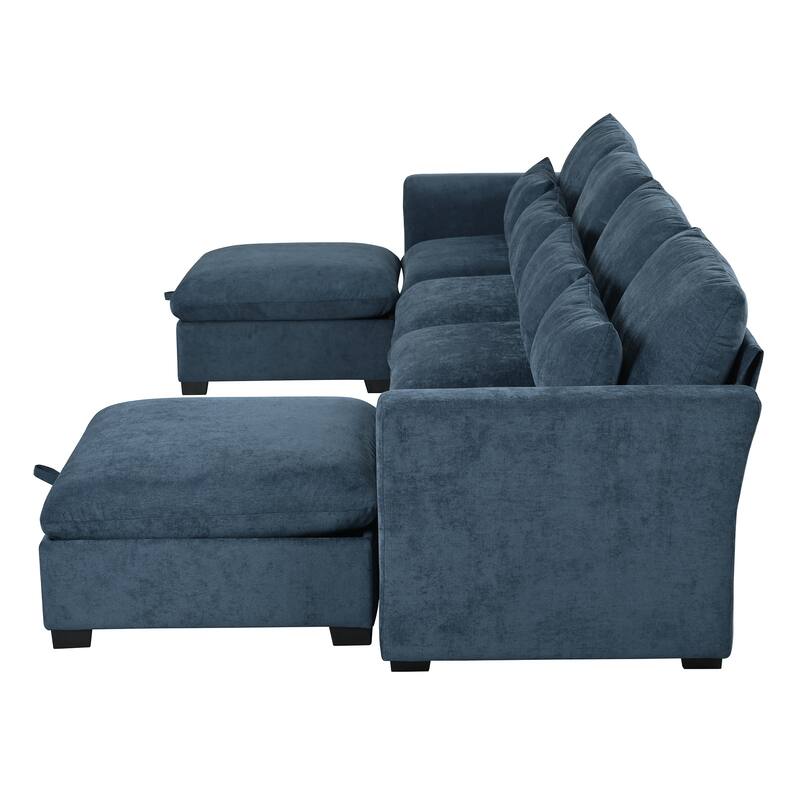 Modular Sectional Sofa U-Shaped Convertible Couch w/ Lumbar Pillows