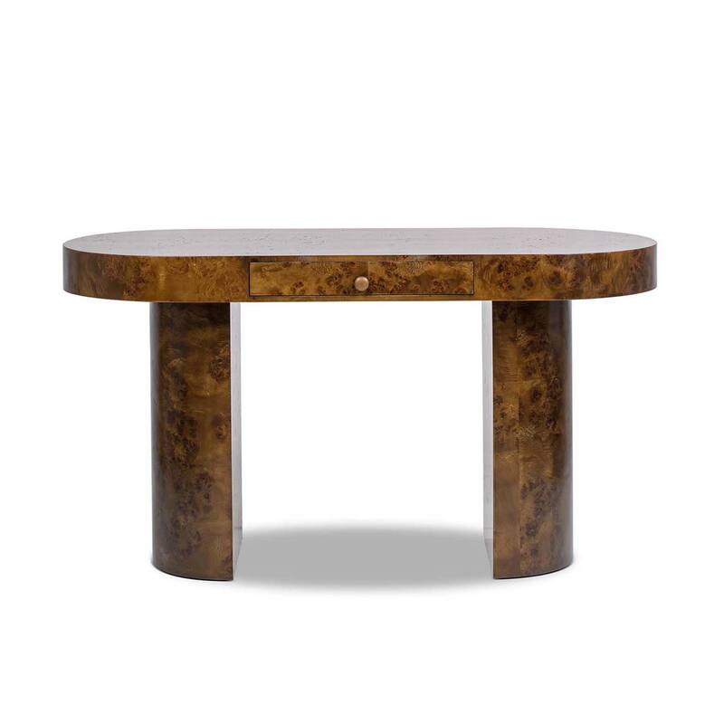 Jesse 55.5" Contemporary Single Drawer Burl Wood Oval Computer Desk