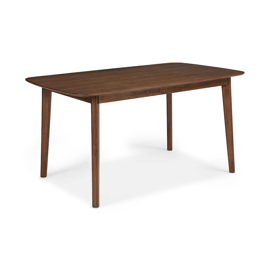 Goko Dining Table, 59 Inch Brown Wood Top, Round Tapered Legs