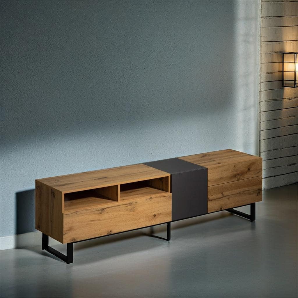 Modern TV Stand for 80'' TV with Double Storage Space