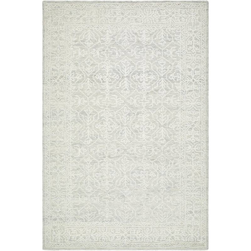 Livabliss Sicily Casual Solid Color Wool Area Rug - Cream/Gray - 9' x 12'