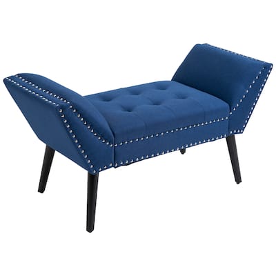 Modern Button Tufted Sitting Bench, Accent Fabric Upholstered Ottoman for Bedroom or Living Room