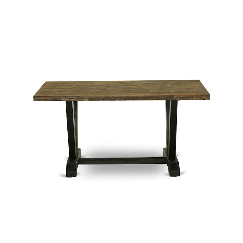 East West Furniture 3 Piece Dining Room Set - 1 Dining Table and 2 Benches(Finish Options)