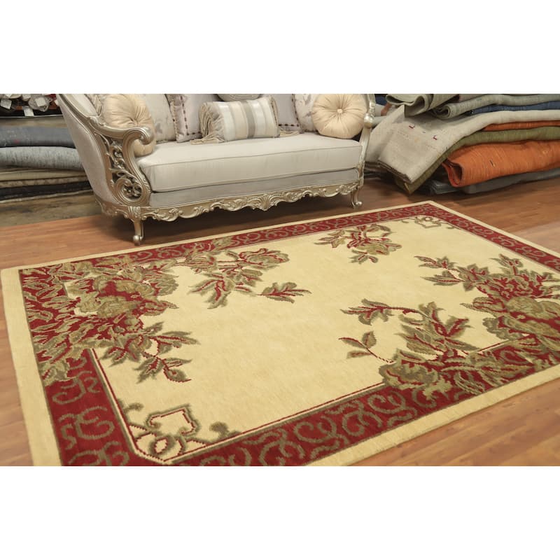 Floral Indian Area Rug 7x10 - 10' 1'' X 6' 6''