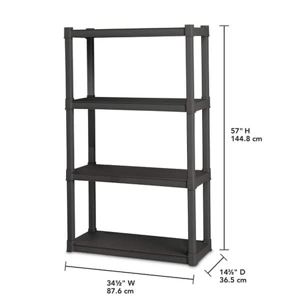 Sterilite 4 Shelf Unit Heavy Duty & Easy to Assemble Plastic Storage