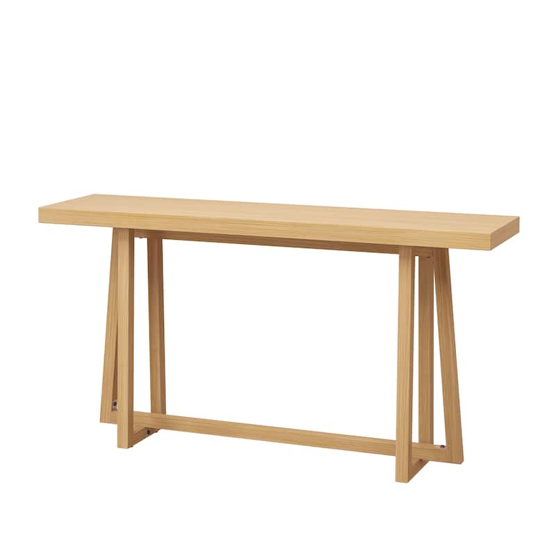 GDFStudio Theryn Magnesium Oxide Console Table with Wood Grain Design and Versatile Use