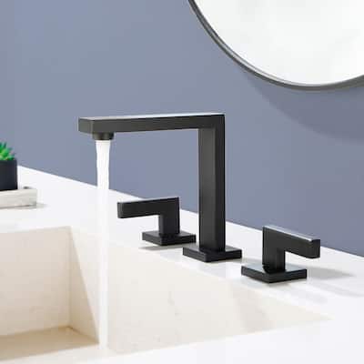 8 Inch Bathroom Faucet 3 Holes Two Handles Modern Luxury Widespread Bathroom Sink Faucet Tap with Water Supply Lines