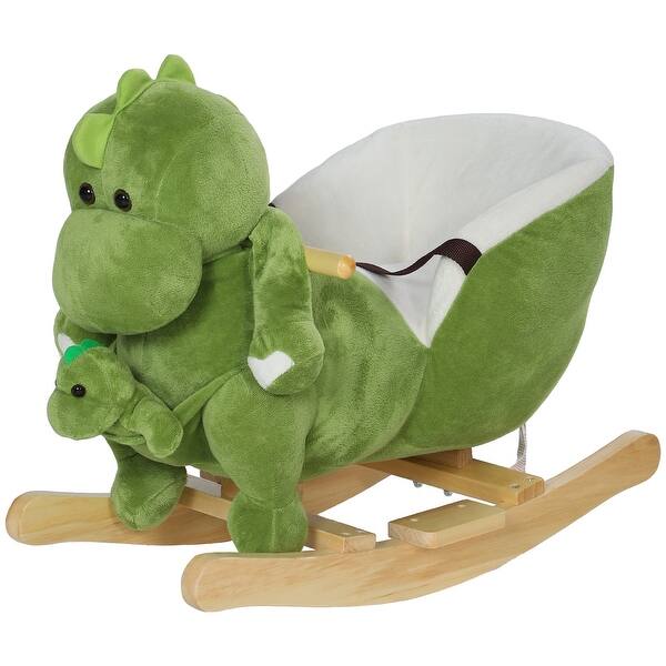 slide 2 of 10, Dinosaur Rocking Horse with Songs, Hand Puppet, and Safety Belt, 55 lbs Capacity, Ages 18-36 Months Green