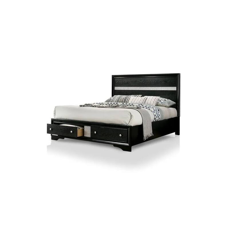 Contemporary Color Panel Headboard 1pc Bed W Drawers Beautiful Bedroom Furniture