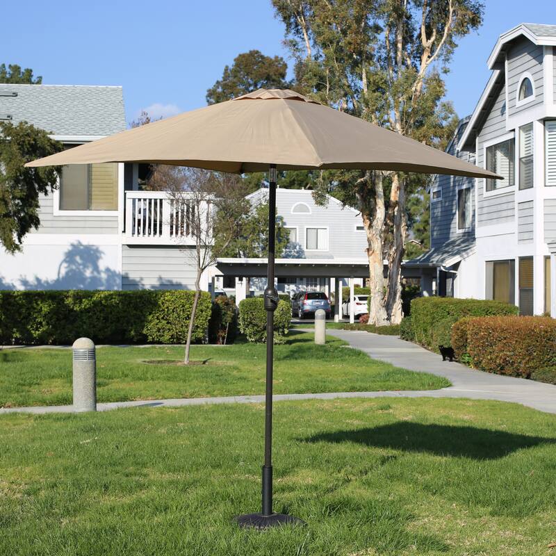 Square Patio Umbrella 6.5 x 6.5 ft Garden Table Umbrella with Tilt Outdoor Market Shade Umbrella UV Protection - tan