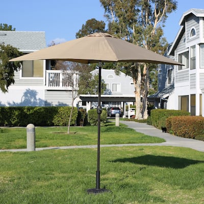 Square Patio Umbrella 6.5 x 6.5 ft Garden Table Umbrella with Tilt Outdoor Market Shade Umbrella UV Protection - tan
