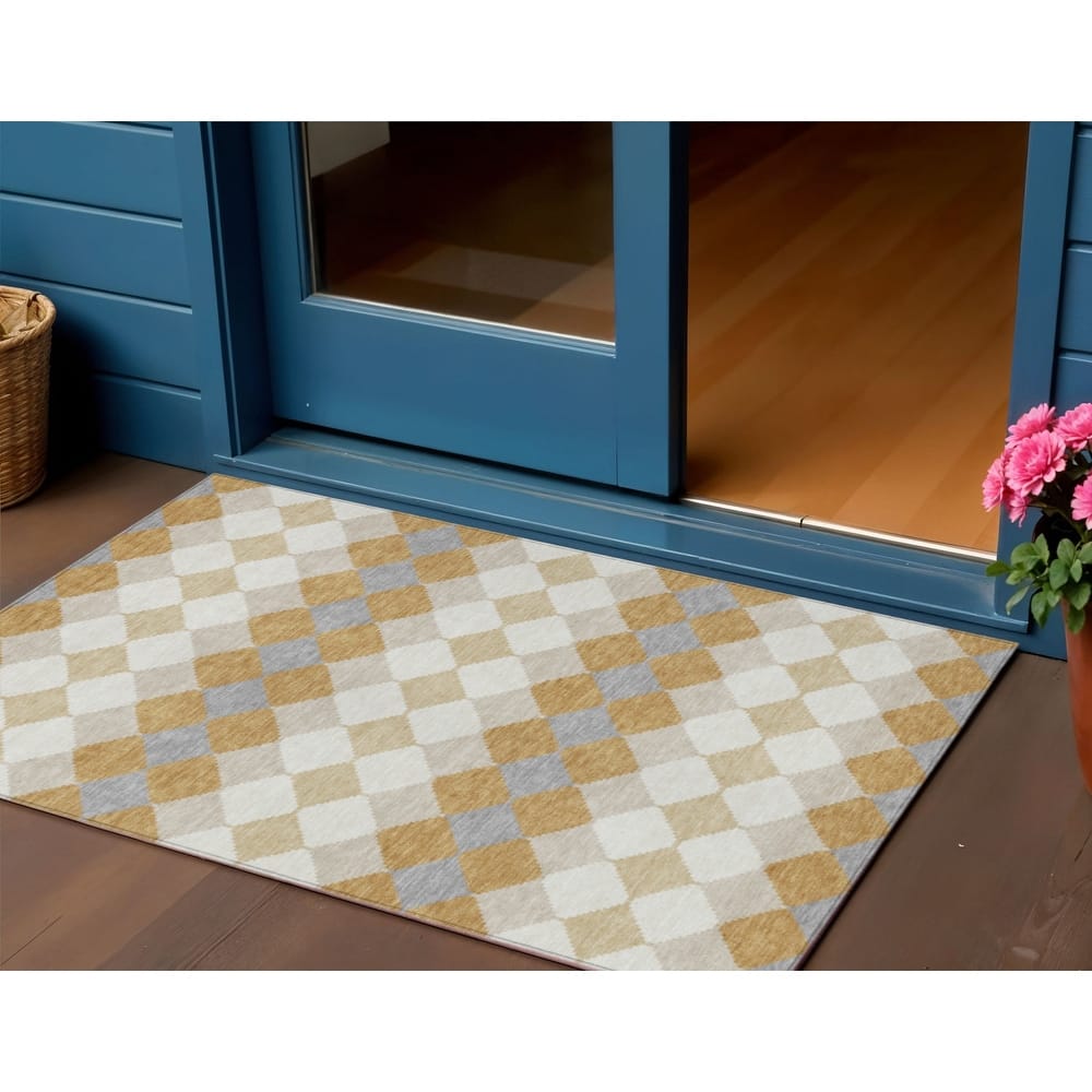 HomeRoots Geometric Transitional Rectangle Outdoor Rug