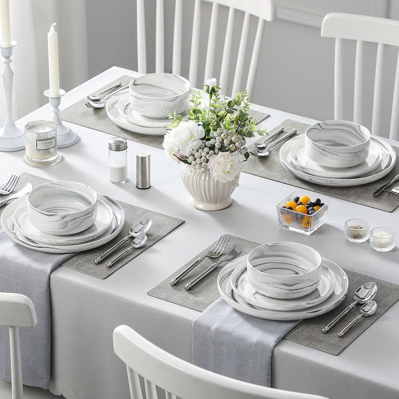 MALACASA LUNA 12-piece Porcelain Dinnerware Set (Service for 4)