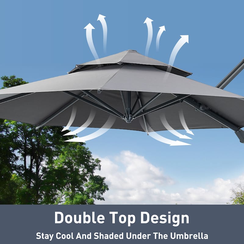 Autlaycil 10FT Cantilever Patio Umbrella with Base Included 360 Rotation Large Offset Hanging Outdoor Shade