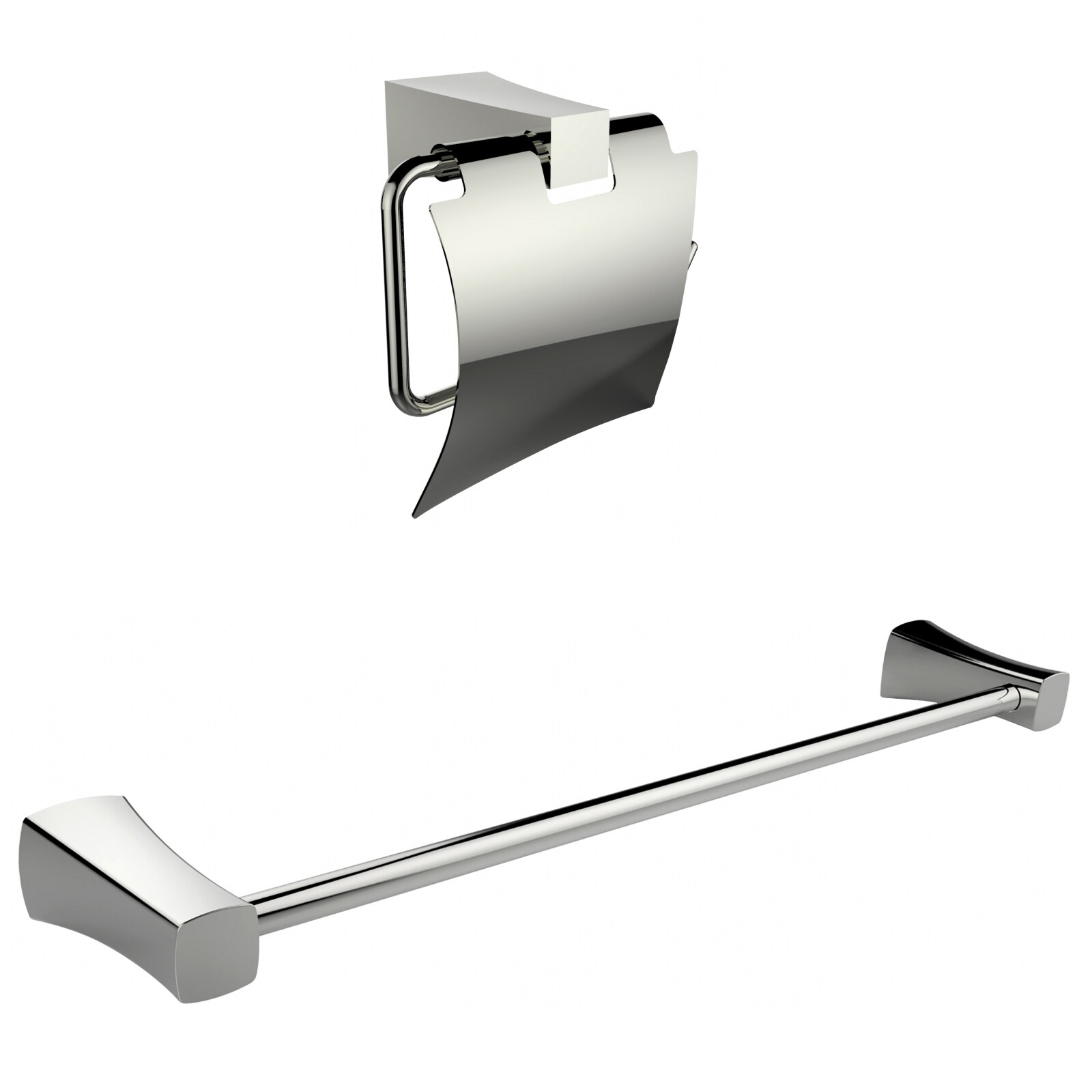 Chrome Plated Toilet Paper Holder With Single Rod Towel Rack Accessory Set  - Bed Bath & Beyond - 12055724