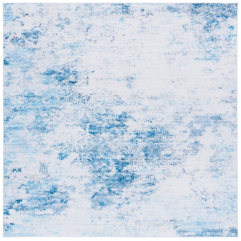 SAFAVIEH Tacoma Godi Mid-Century Modern Rug - 6' Square - Beige/Turquoise