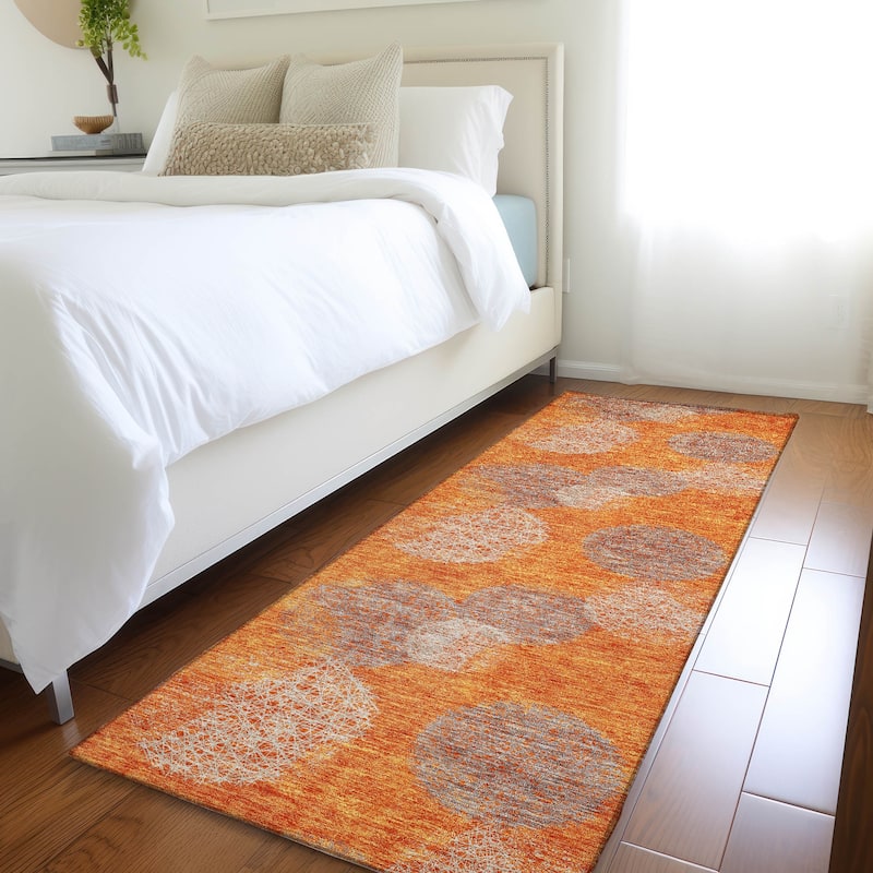 Premium Washable Super Soft Modern Sphere Mayfield Rug - Orange - 2'3" x 7'6"