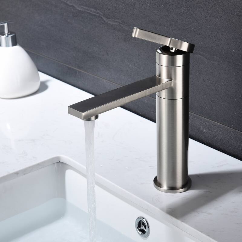 Modern Single Handle Sink Vanity Bathroom Faucet with Protection Against Water Stains and Fingerprints, Single Hole