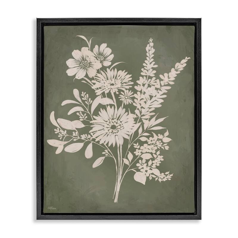 Stupell Bunches of Wildflower Herbs Framed Floater Canvas Wall Art Design By Cat Thurman Designs - 25 x 31 - Black