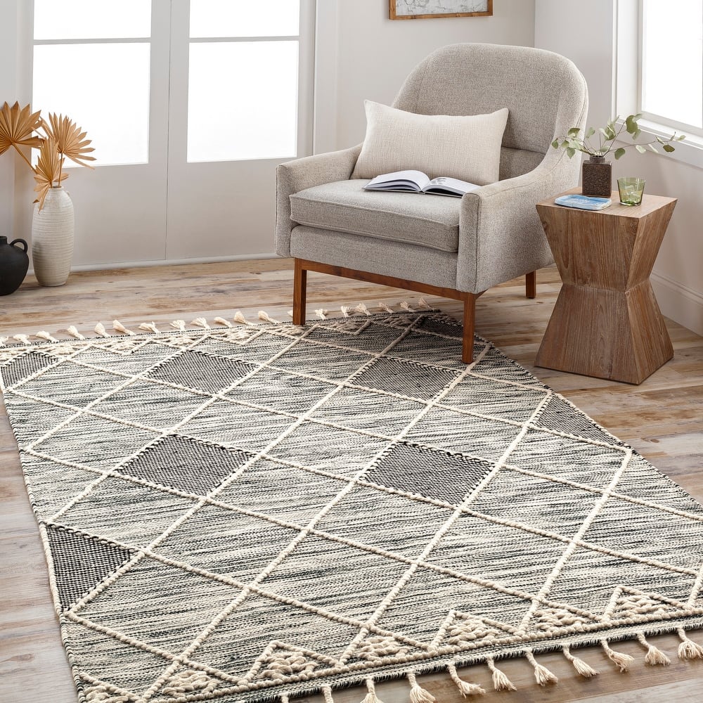 Maaxi Handmade Farmhouse Trellis Wool Area Rug