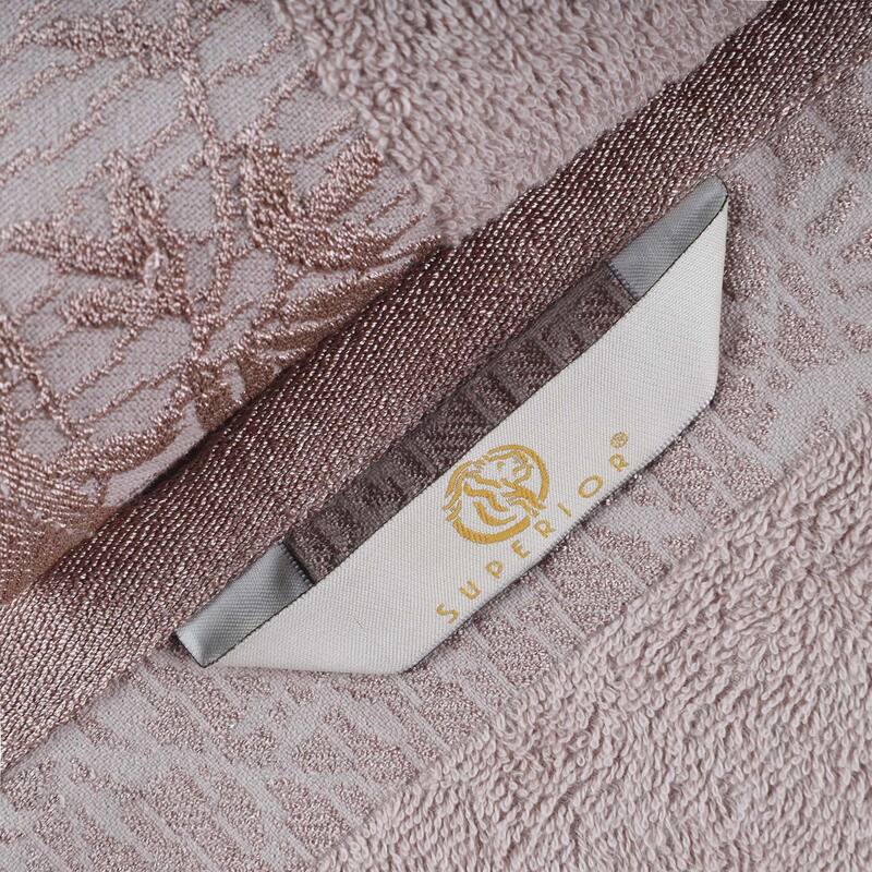 Superior Wisteria Cotton Floral Jacquard Border Bath Towel Set