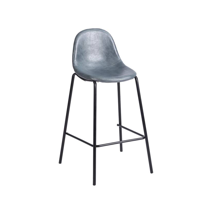 Porthos Home Theo Counter Stools Set Of 2, PU Leather Upholstery, Iron Legs