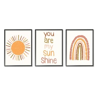Stupell My Sunshine Rainbow Kids Inspirational Saying Text Design 3pc ...