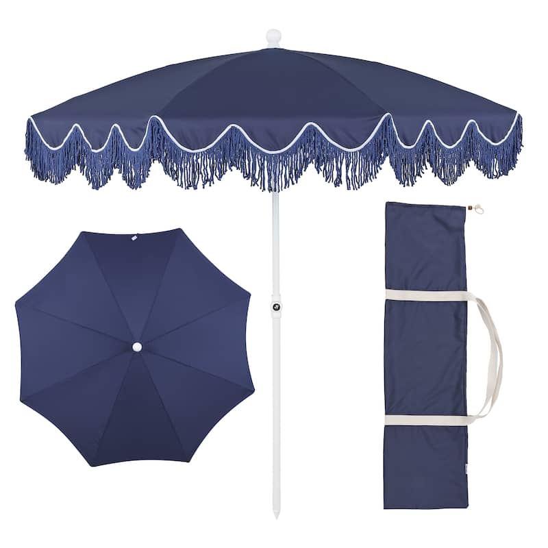 Mariner 6.5ft Classic Fringe Umbrella w/ Tilt & Bag