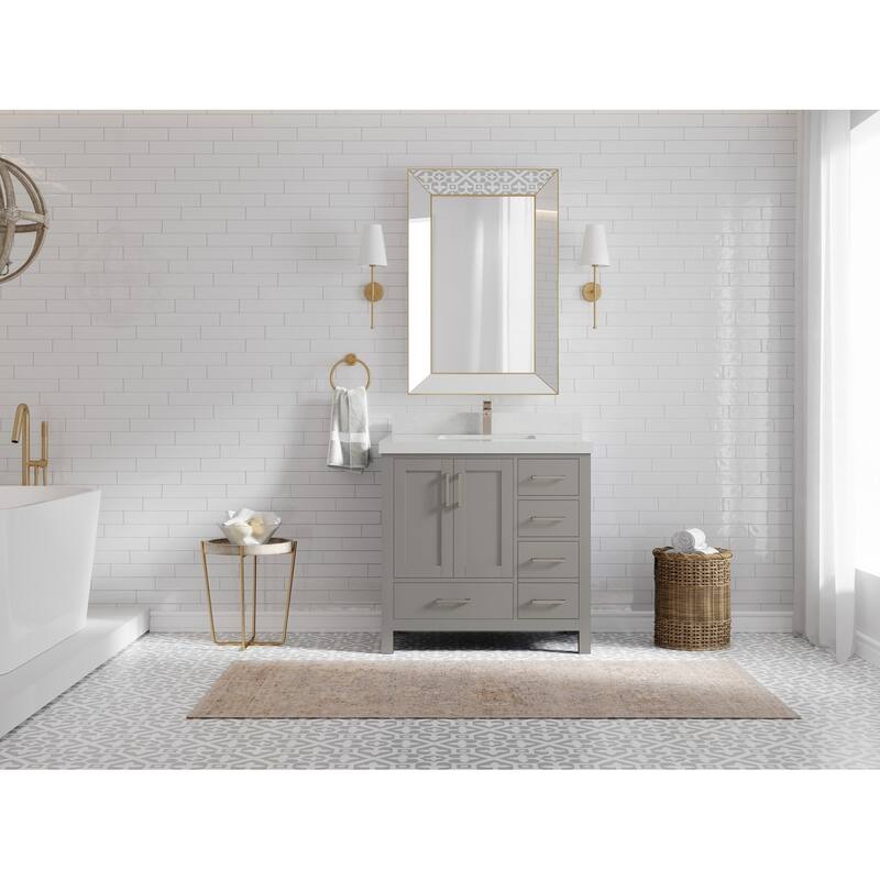 Willow Collections 36 in. W x 22 in. D Malibu Center Sink Left Bathroom Vanity with Countertop