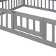 preview thumbnail 15 of 13, Full Size Wood House Bed with Roof, Fence and Door, Wooden Bedframe