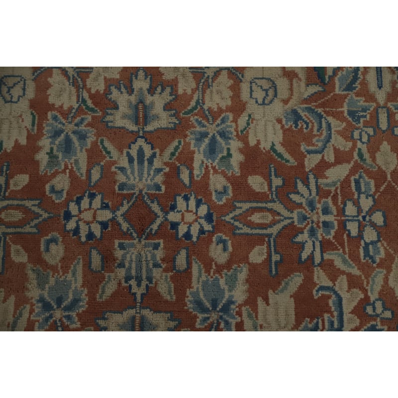 Hand Knotted Oriental 100% Wool Carpet Traditional All-Over Oranges & Rust Kerman Area Rug - 12' 7'' X 9' 6''