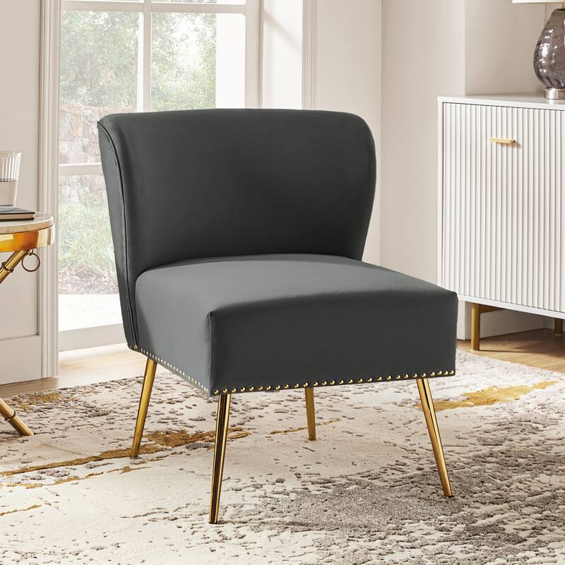 Celtia Modern Velvet Accent Side Chair with Nailhead Trim by HULALA HOME