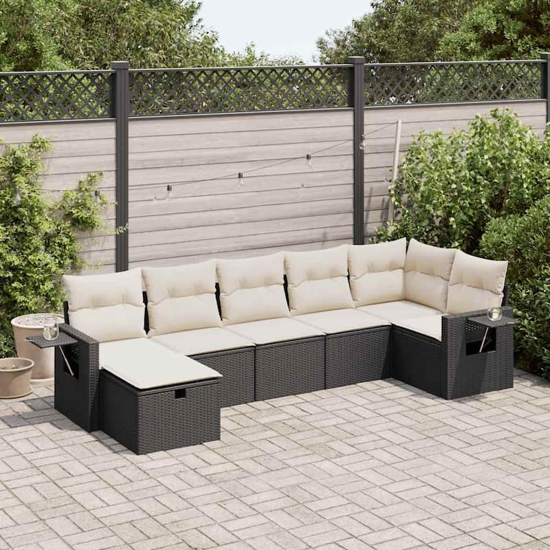 vidaXL Garden Sofa Set Beige/Black/Brown/Grey