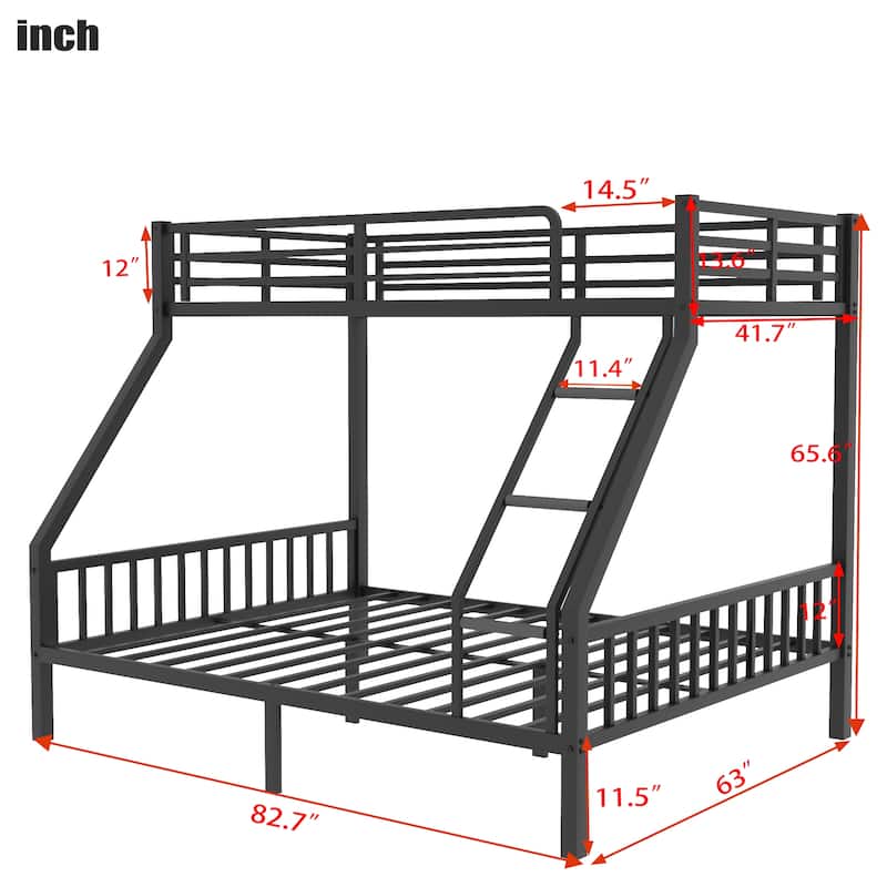 Metal Bunk Bed with Ladder and Slats Support for Adults Teens