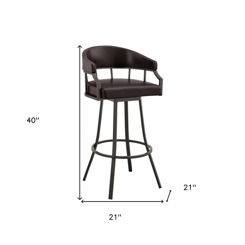 Faux Leather Swivel Bar Chair with Iron Frame and Footrest