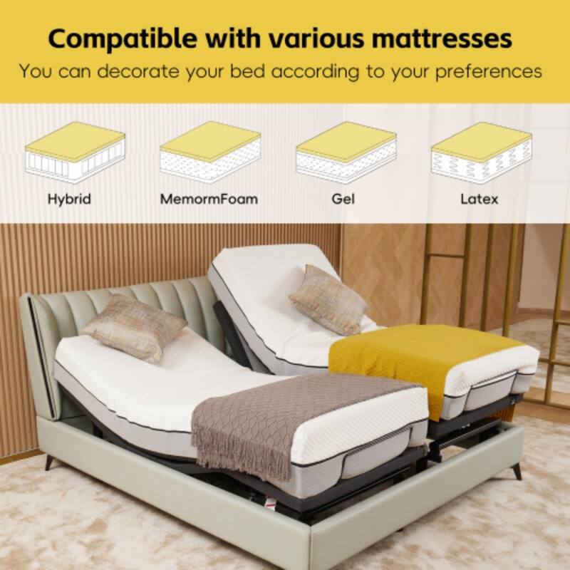 Modern Zero Gravity Base Adjustable Bed with Wireless Remote Control and USB Ports