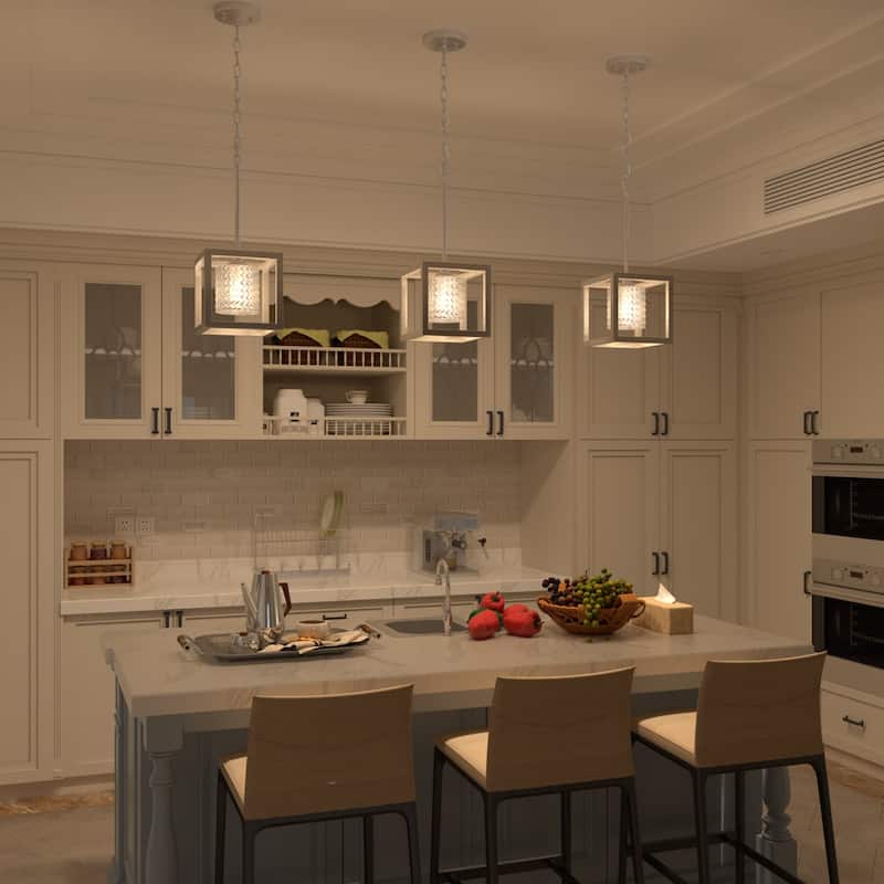 Moulins 1-light Modern Glam Crystal Geometric Kitchen Island Pendant Light - 8''