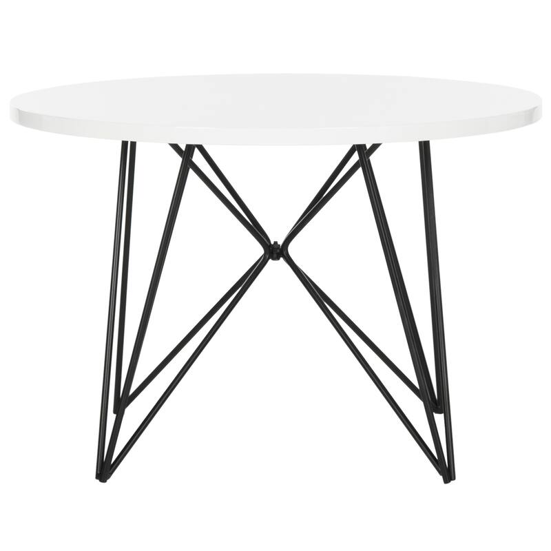 SAFAVIEH Glennis Mid-Century Modern Light Grey / Black End Table - 23.6" x 23.6" x 15.8" - 24Wx24Dx16H - Lacquer White