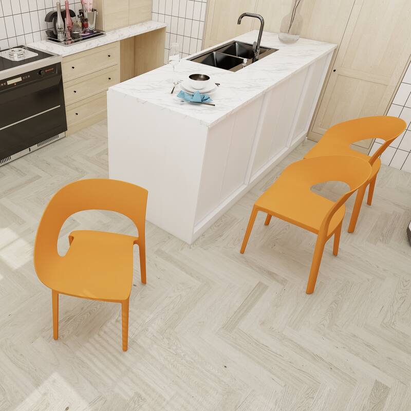 Single-Side Chair - One-Piece Design for Indoor & Outdoor Use,suitable for gardens, terraces (Set of 4)