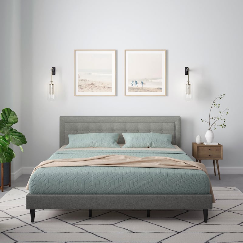 Conner Upholstered Platform Bed - King - Stone