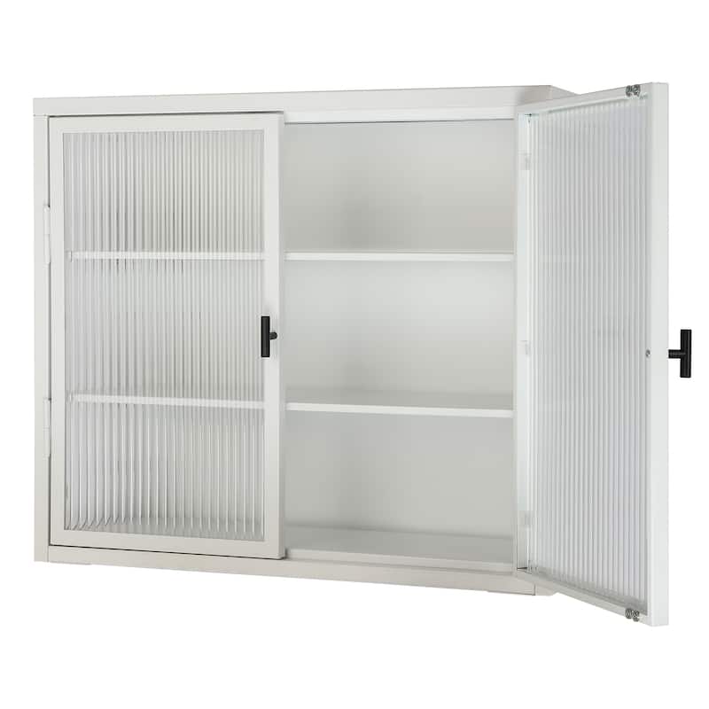 Double Glass Door Wall Cabinet With Detachable Shelves - Bed Bath ...