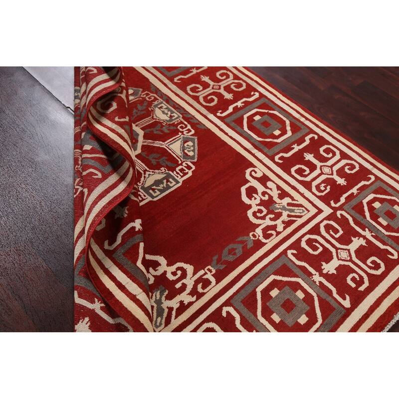 Geometric Oriental Gabbeh Kashkoli Area Rug Hand-knotted Wool Carpet - 5'4" x 7'8"