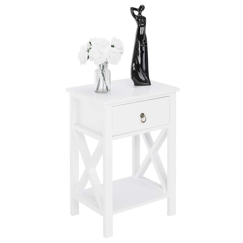 Two-Layer Nightstand Bedside Table with Drawers Set of 2