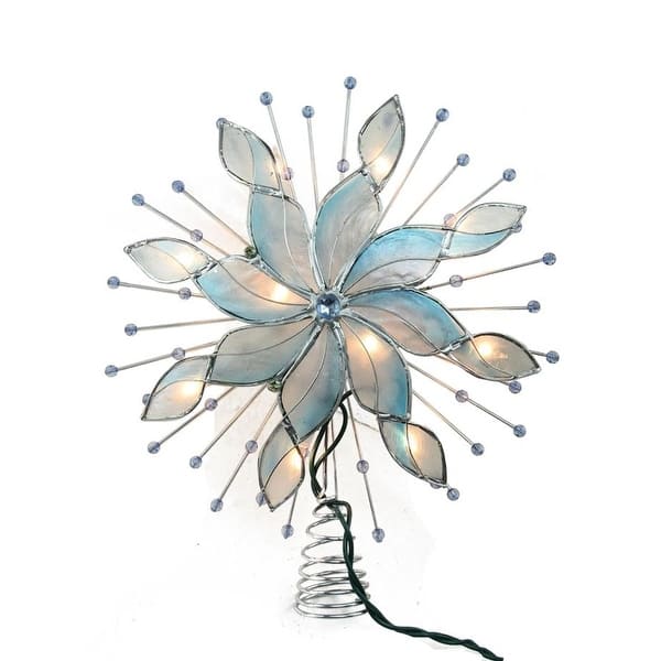 Shop 10 25 Lighted Frost Blue And Clear Capiz Snowflake Star Christmas Tree Topper Clear Lights Overstock 16548836