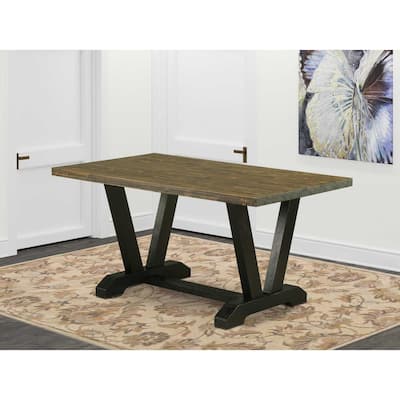 Rectangular Dining Table 60x36 Inch - Rustic Wood Tabletop with Black Legs for Kitchen and Dining - 36