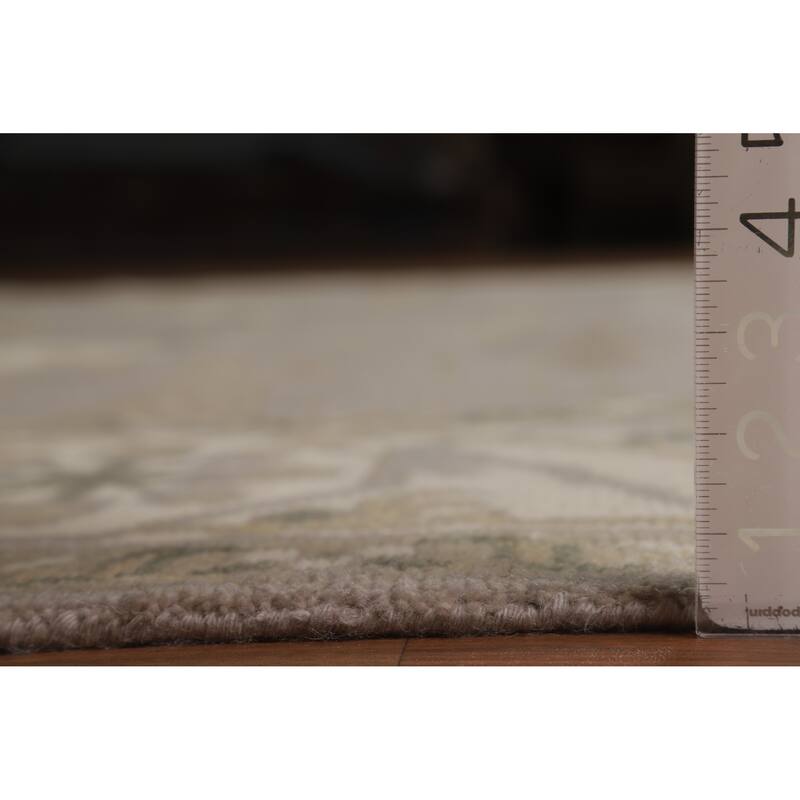 Earth Tone Oushak Indian Area Rug Handmade Beige Wool Carpet - 8'11" x 11'10"