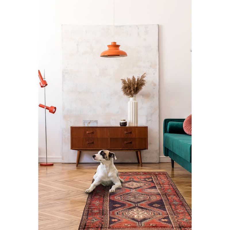 ECARPETGALLERY Hand-knotted Andelz Navy, Red Wool Rug - 4'4 x 8'4