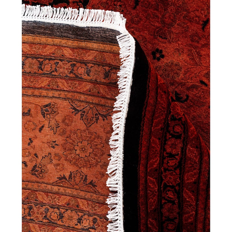 Overdyed One-of-a-Kind Hand-Knotted Area Rug - Orange - 12' 1" x 12' 1"