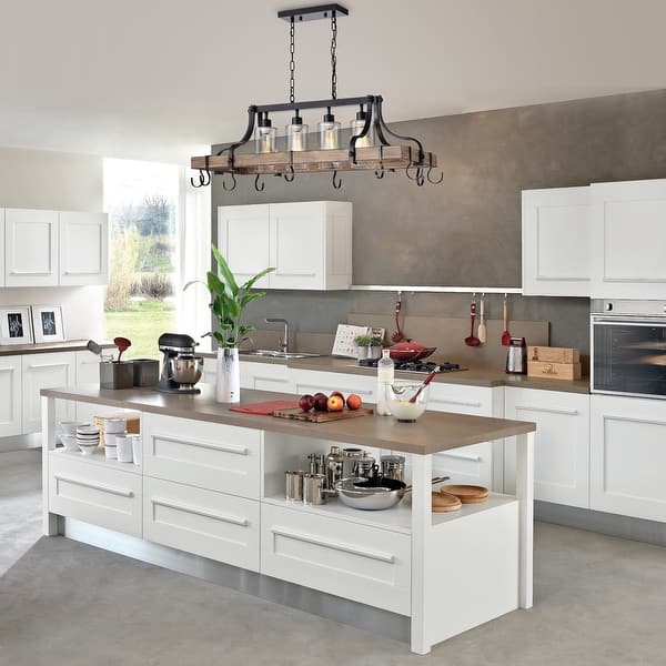Blakes 4 Light Metal Kitchen Island Chandelier With Pot Hooks On Sale Overstock 27654383